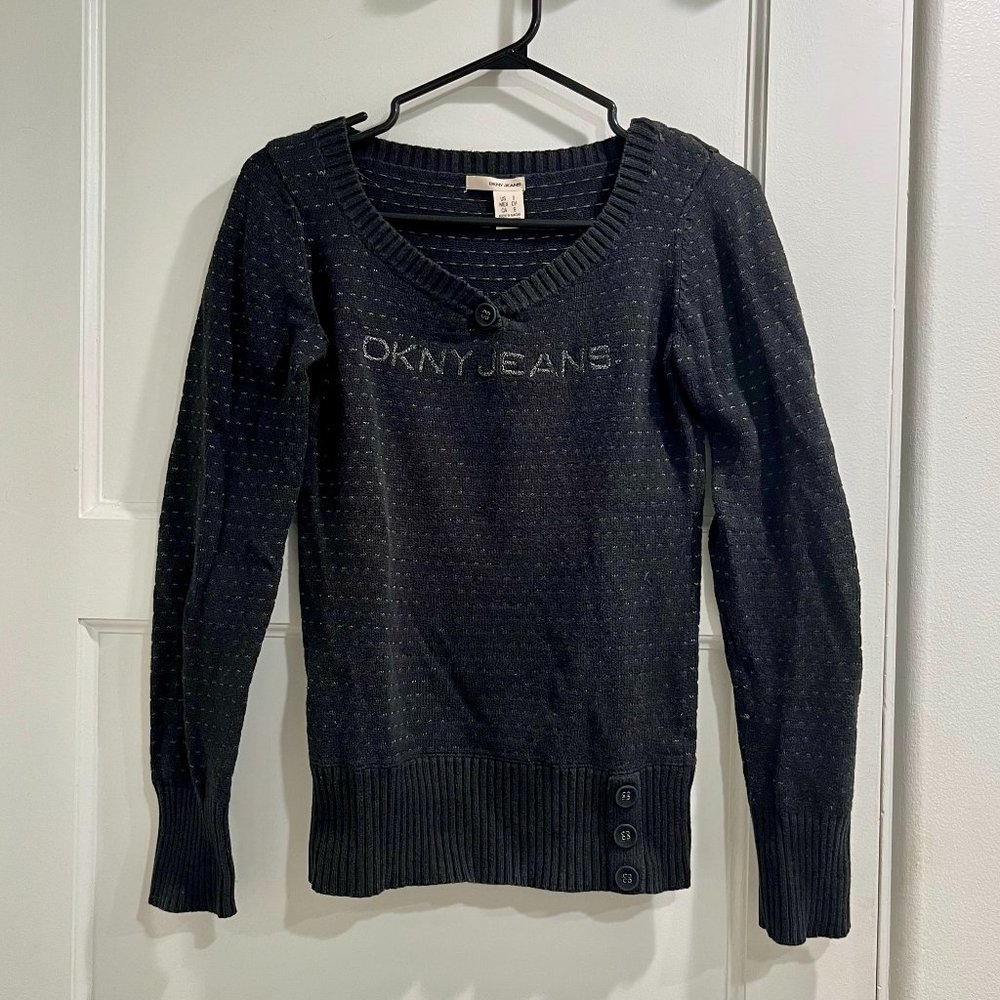 DKNY black and silver sweater